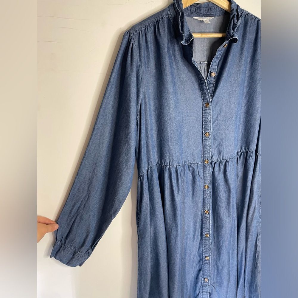 Time and Tru Button Front Long Sleeve Soft Denim Dress XL (16-18) - Picture 3 of 5